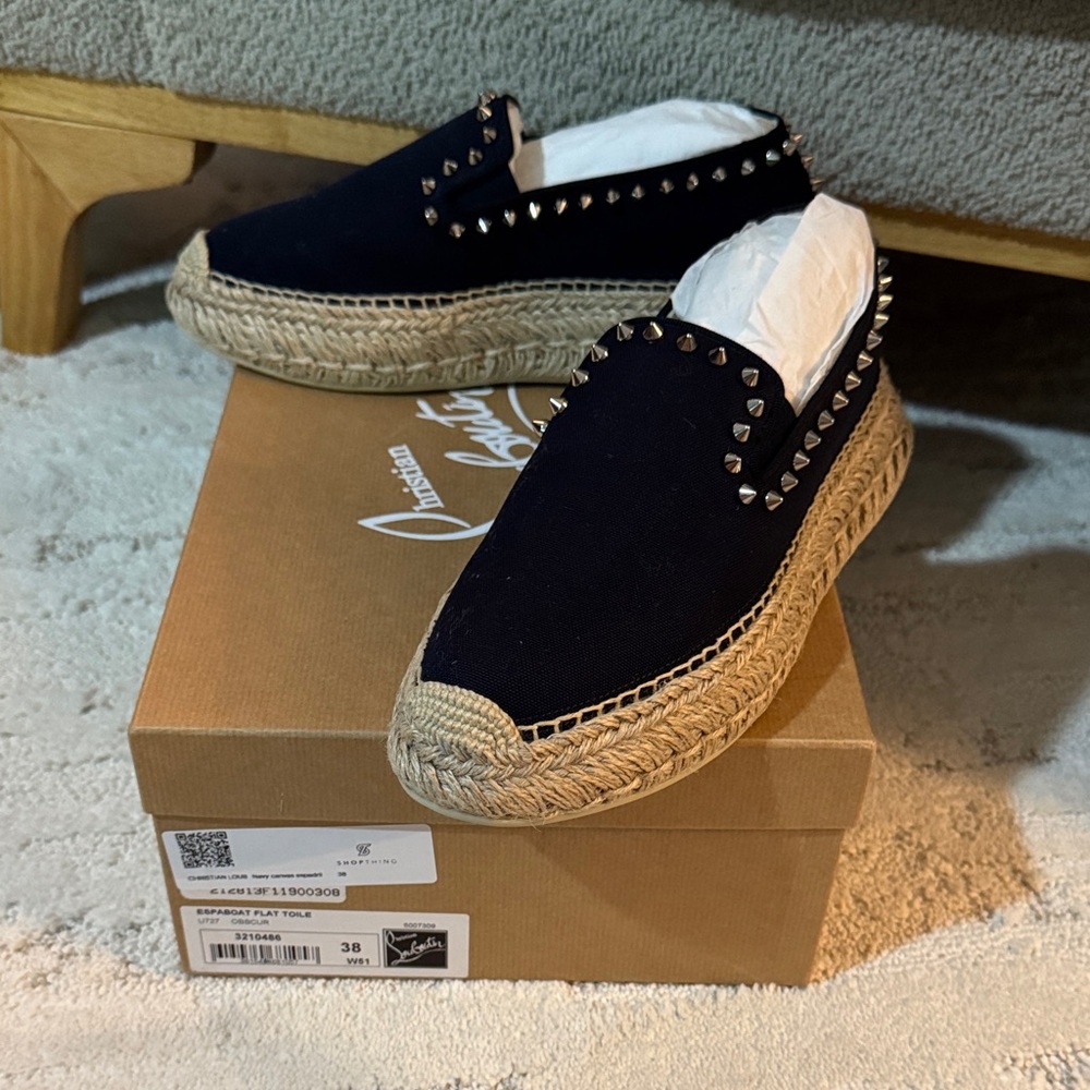 Christian Louboutin Navy Espadrille Loafers